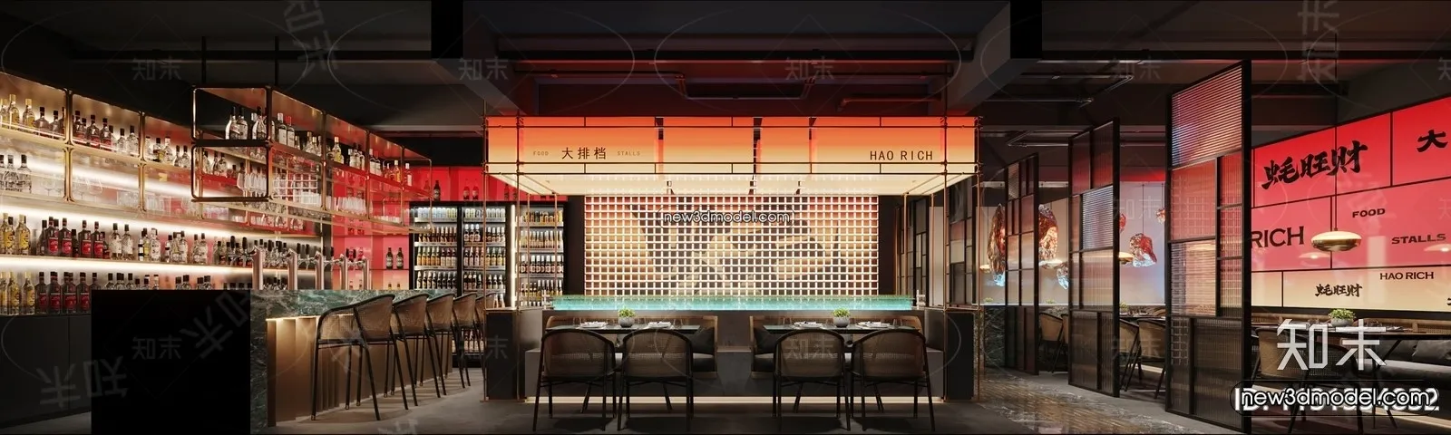 Restaurant and Fastfood 3D Scene - 3D Blocks - 087