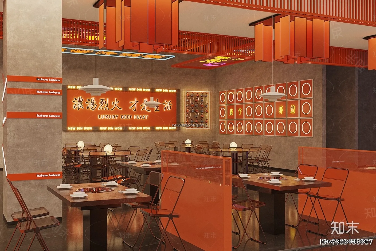 Restaurant and Fastfood 3D Scene - 3D Blocks - 096