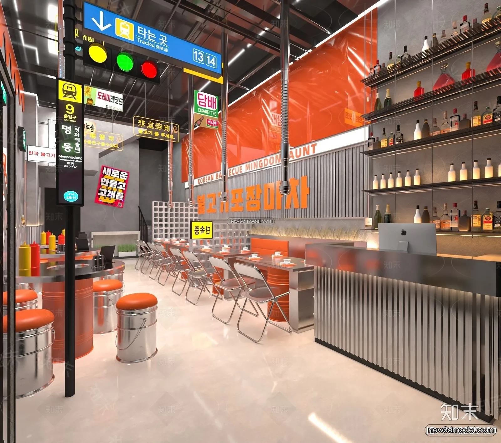 Restaurant and Fastfood 3D Scene - 3D Blocks - 099
