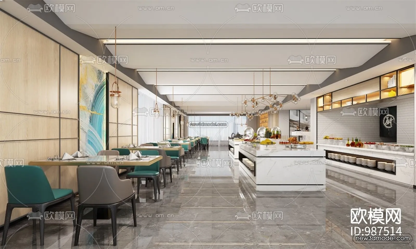 Restaurant and Fastfood 3D Scene - 3D Blocks - 124