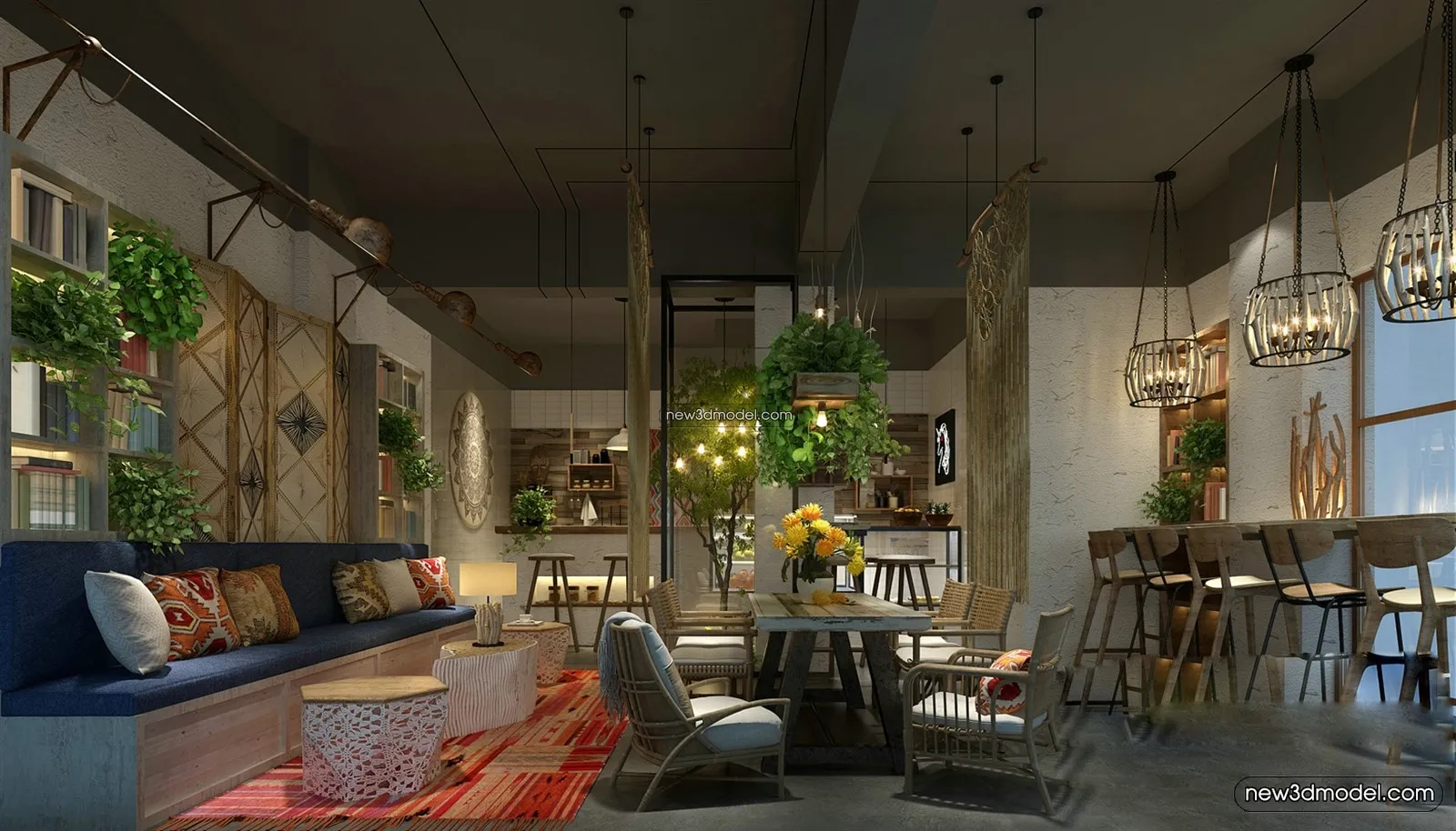 Restaurant and Fastfood 3D Scene - 3D Blocks - 221