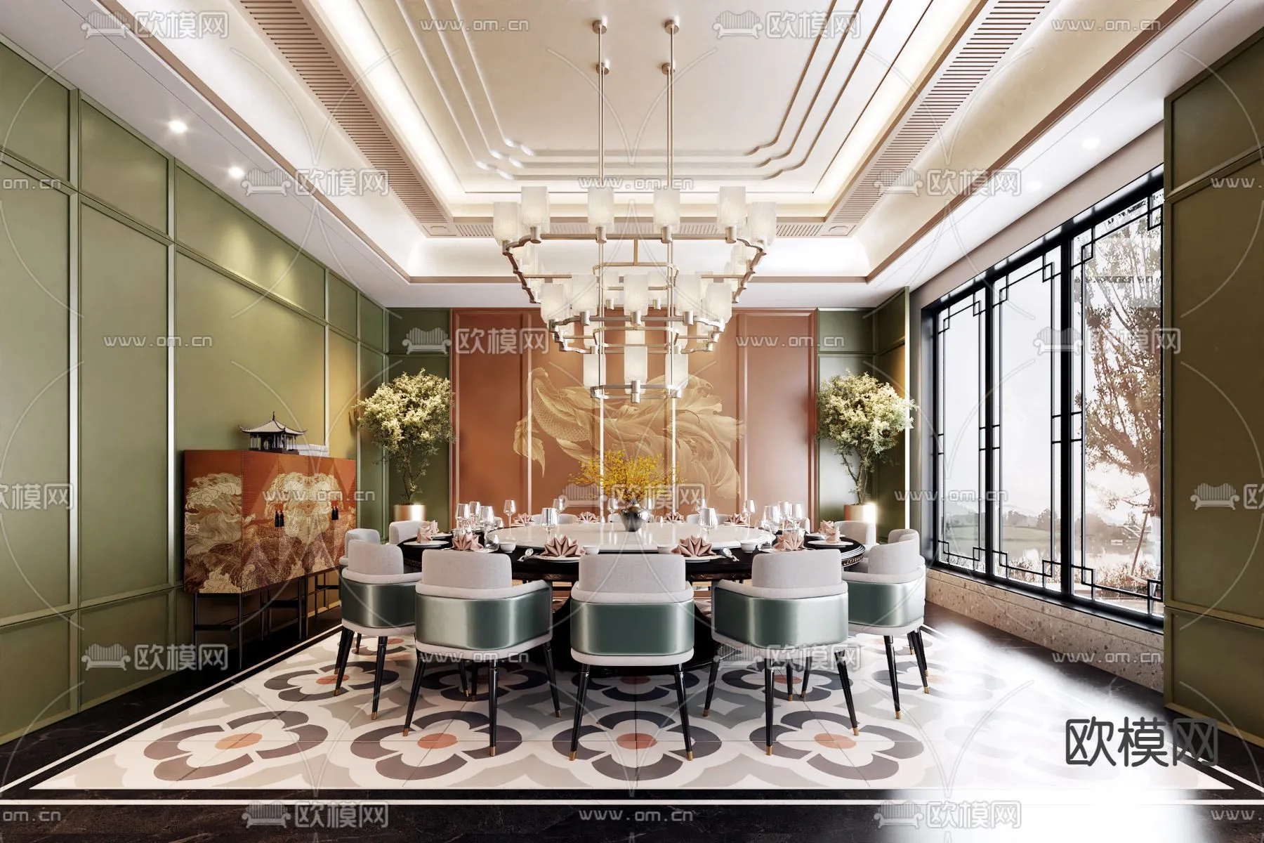 RESTAURANT & COFFEE SHOP - 3D Model For Interior Design - 10642