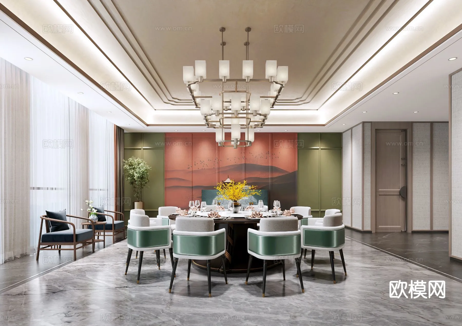 RESTAURANT & COFFEE SHOP - 3D Model For Interior Design - 10702