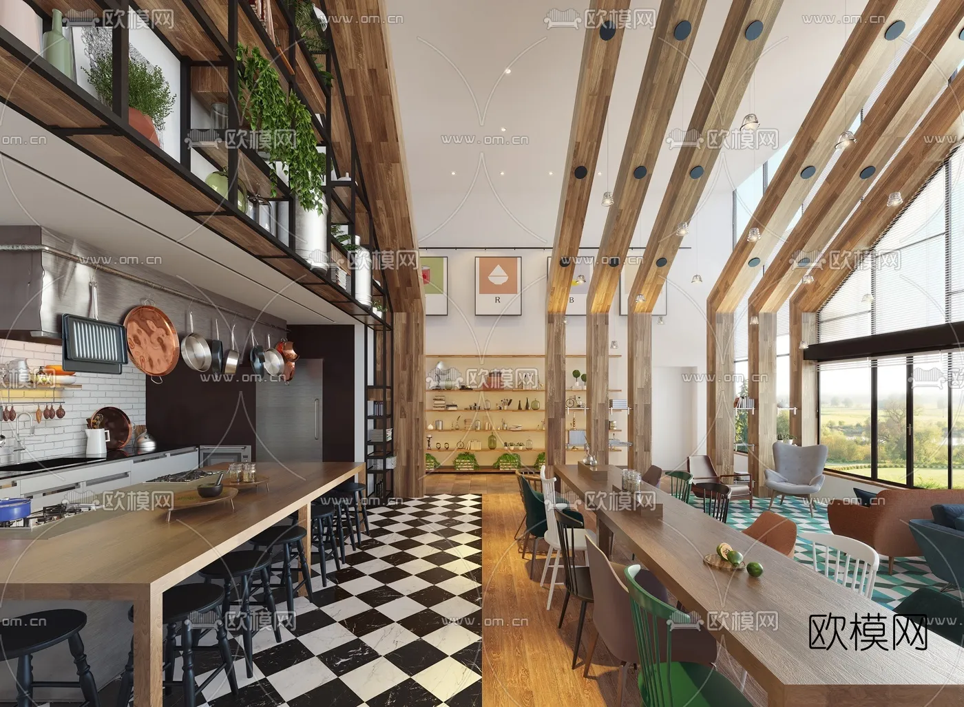 RESTAURANT & COFFEE SHOP - 3D Model For Interior Design - 1107
