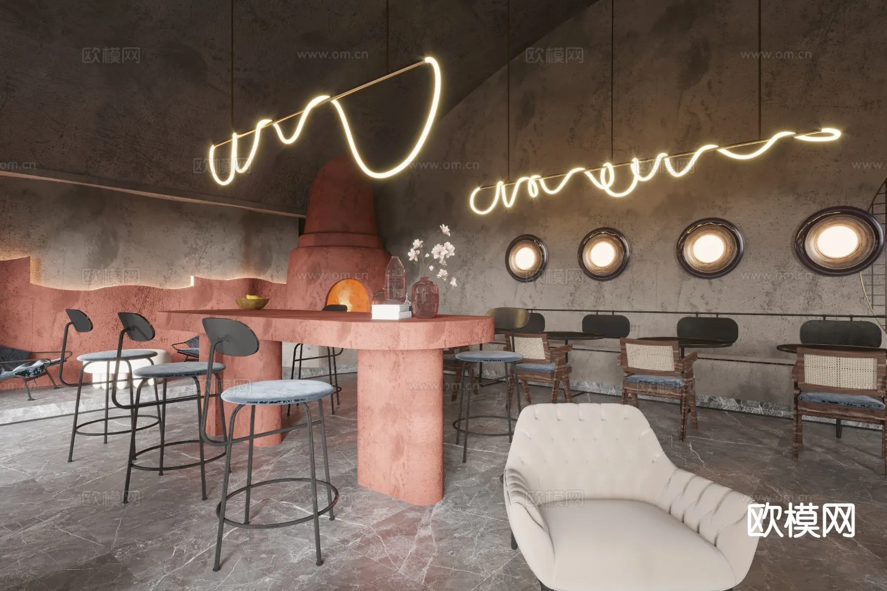 RESTAURANT & COFFEE SHOP - 3D Model For Interior Design - 1131