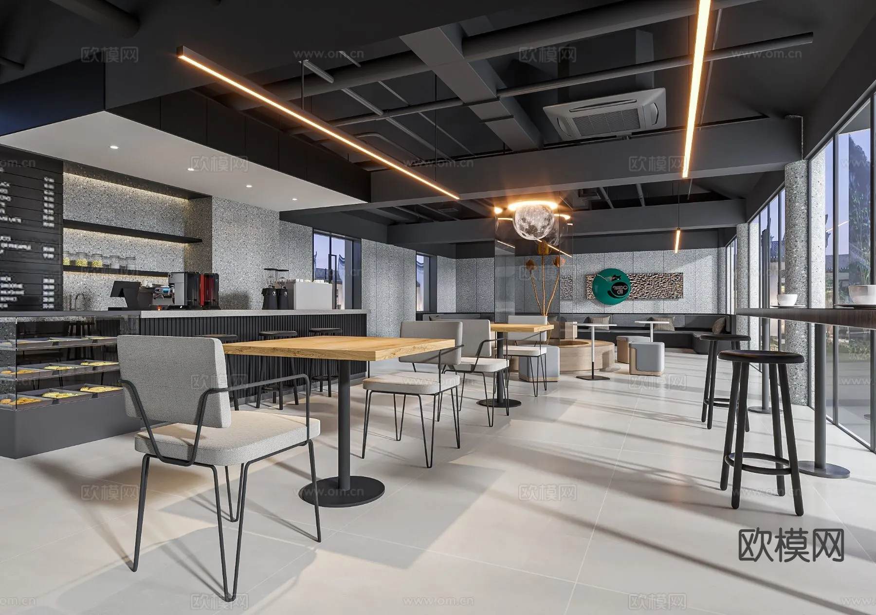 RESTAURANT & COFFEE SHOP - 3D Model For Interior Design - 1136