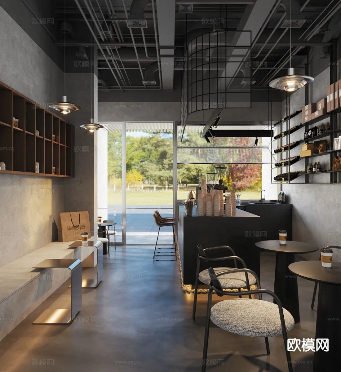 RESTAURANT & COFFEE SHOP - 3D Model For Interior Design - 1158