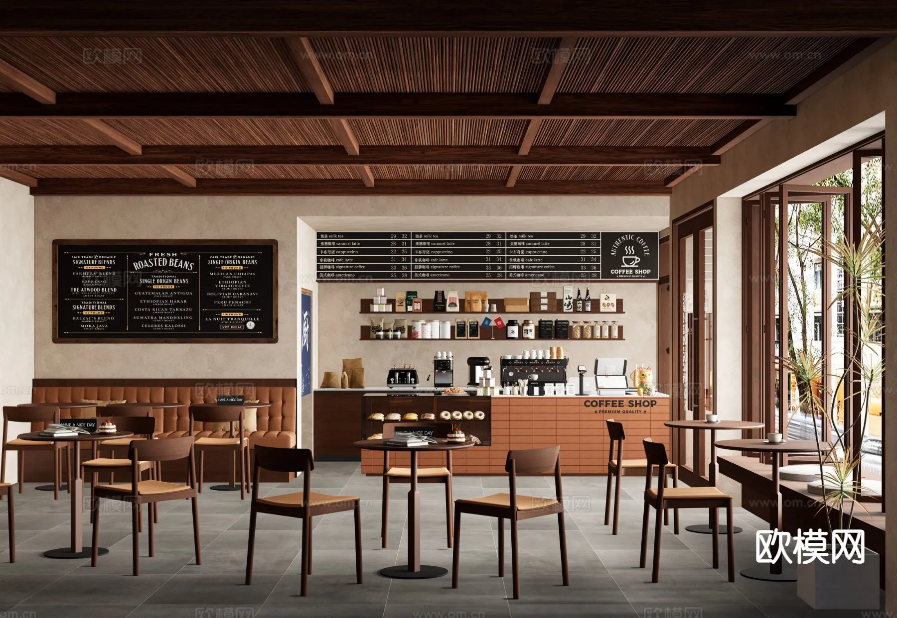 RESTAURANT & COFFEE SHOP - 3D Model For Interior Design - 1163