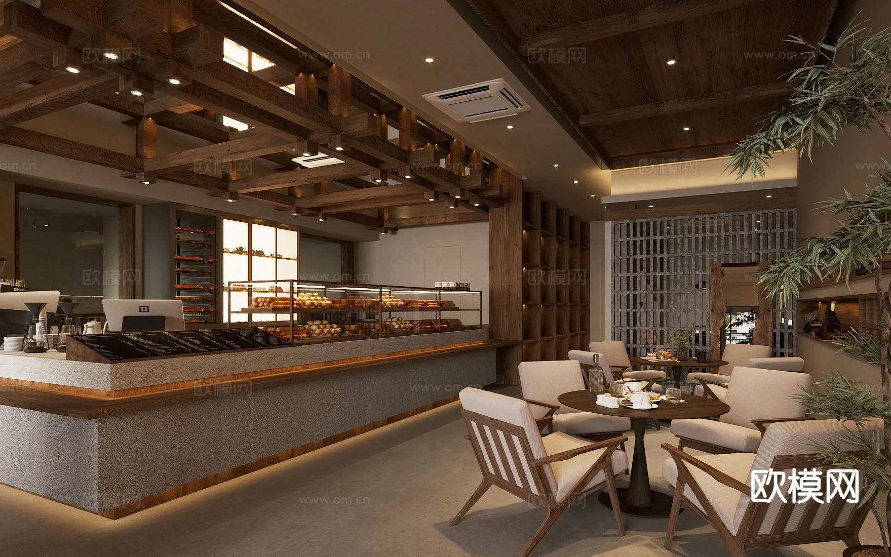 RESTAURANT & COFFEE SHOP - 3D Model For Interior Design - 1166