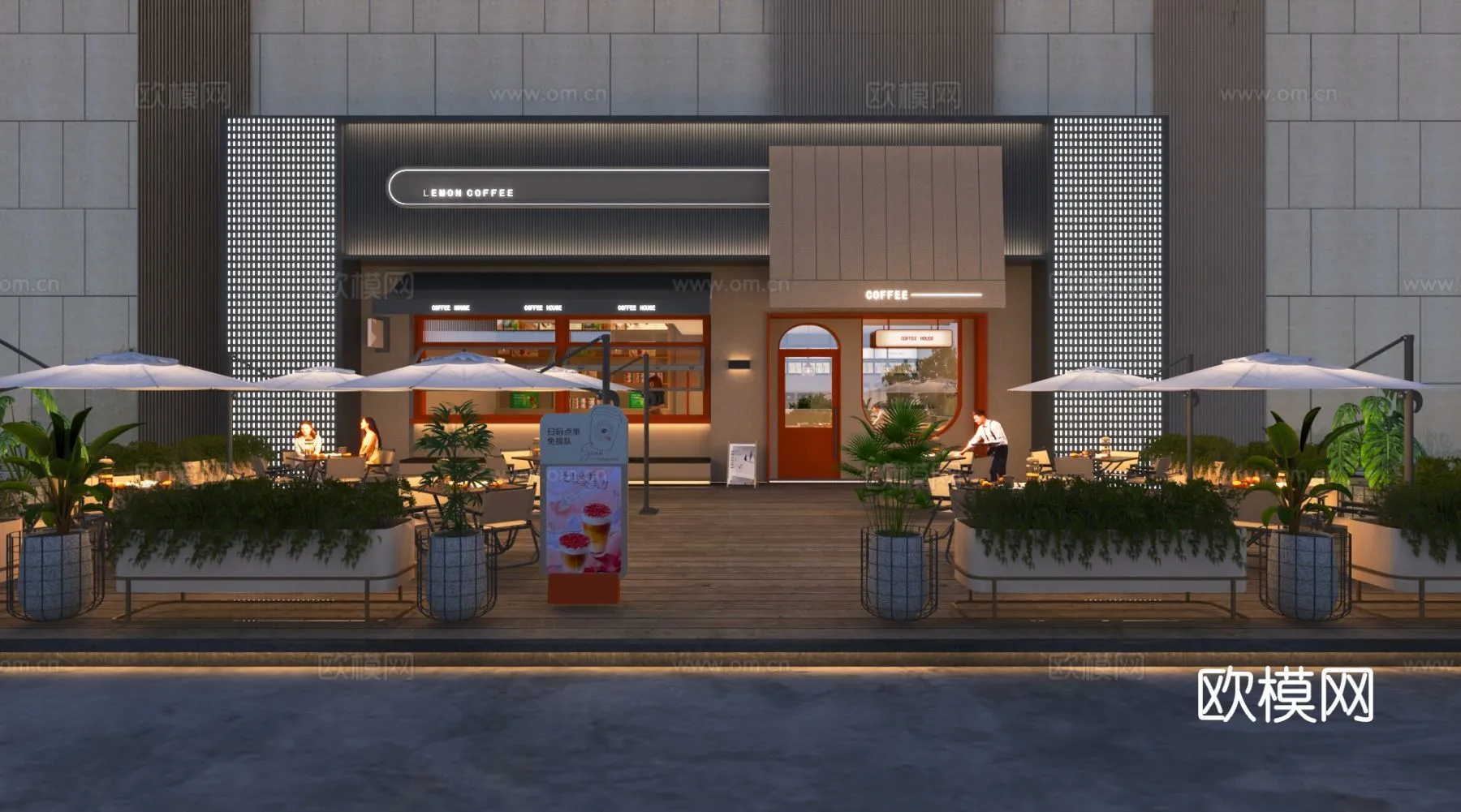 RESTAURANT & COFFEE SHOP - 3D Model For Interior Design - 1177