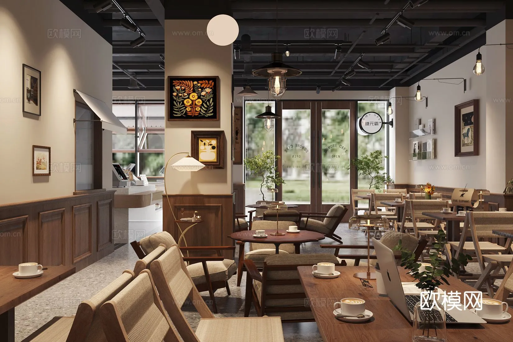 RESTAURANT & COFFEE SHOP - 3D Model For Interior Design - 1184