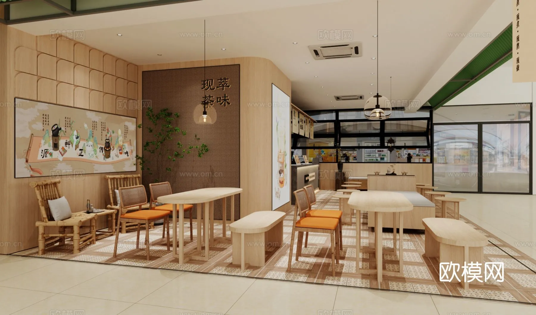 RESTAURANT & COFFEE SHOP - 3D Model For Interior Design - 1185