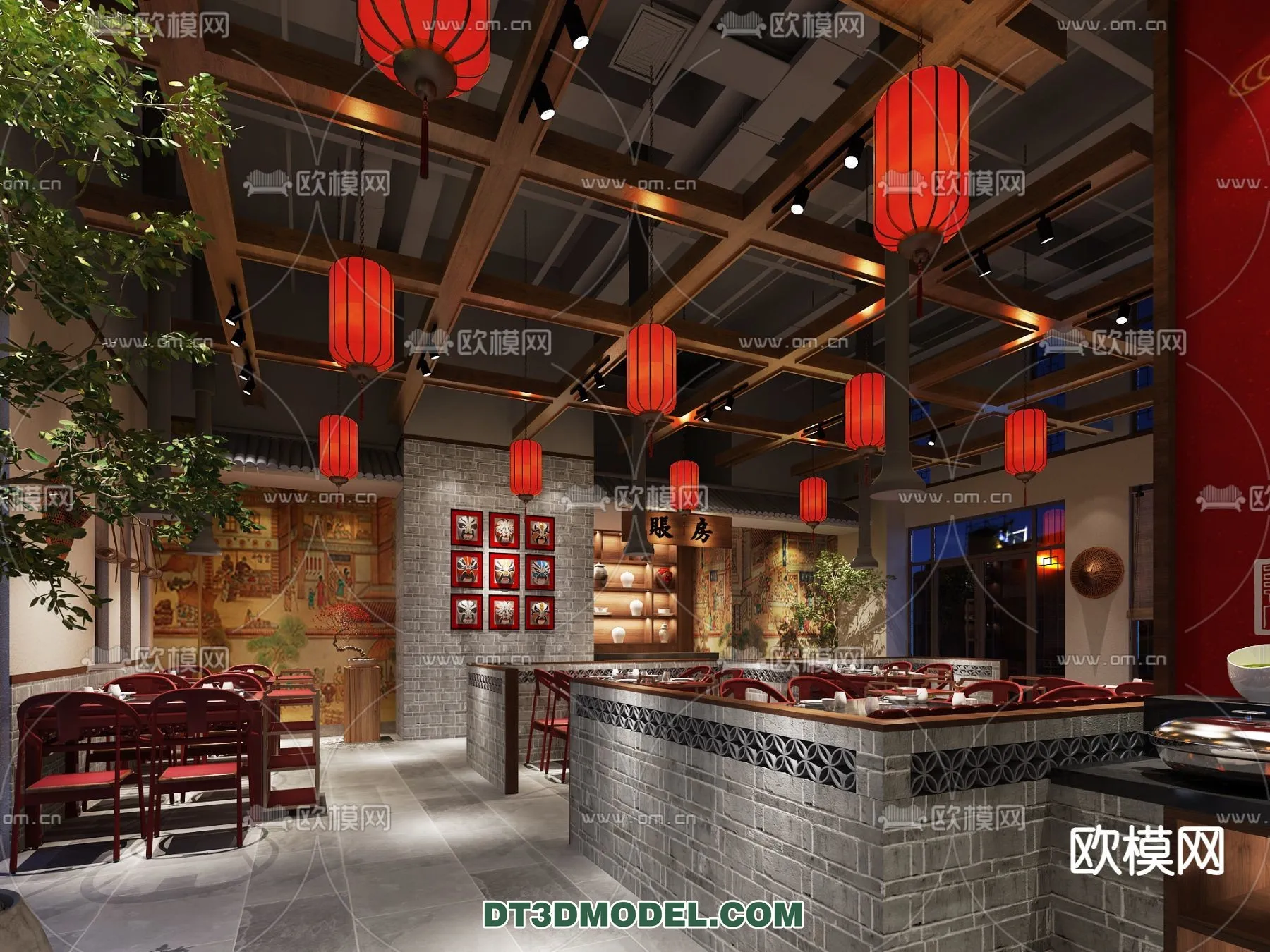 RESTAURANT & COFFEE SHOP - 3D Model For Interior Design - 2364