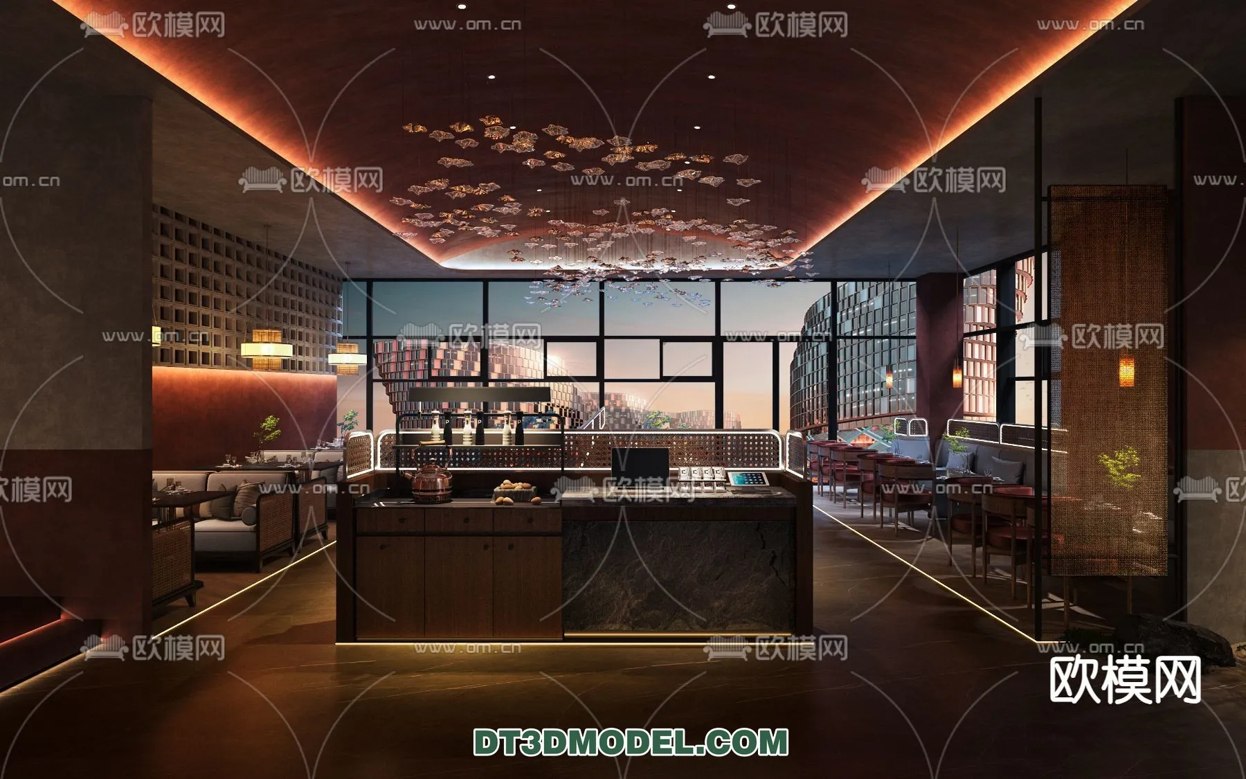 RESTAURANT & COFFEE SHOP - 3D Model For Interior Design - 2373