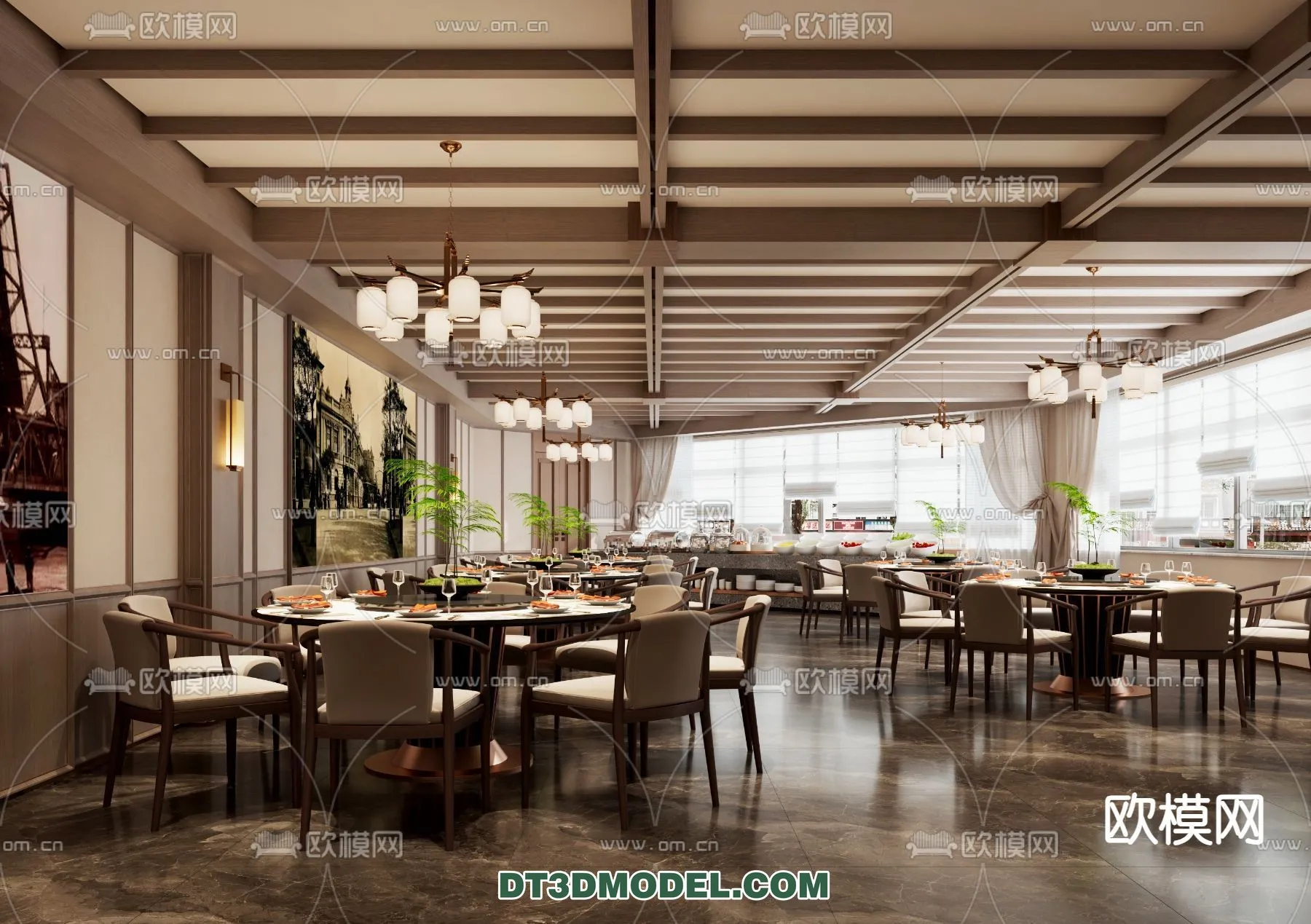 RESTAURANT & COFFEE SHOP - 3D Model For Interior Design - 2382