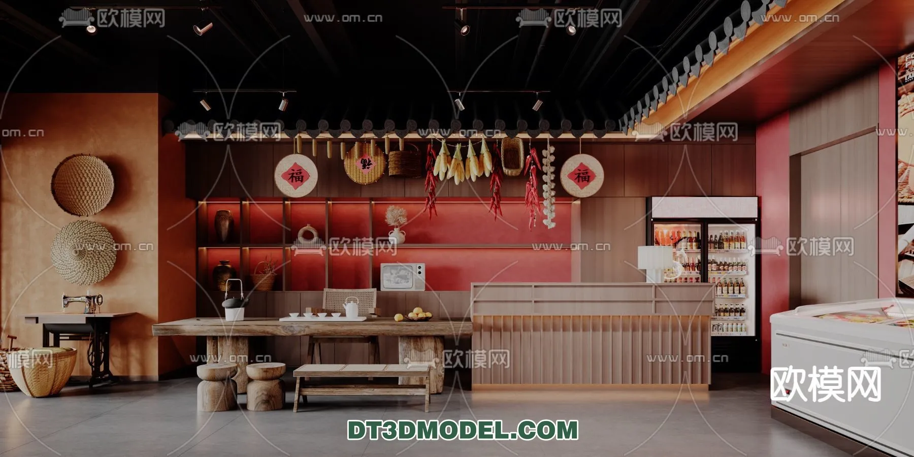 RESTAURANT & COFFEE SHOP - 3D Model For Interior Design - 2396