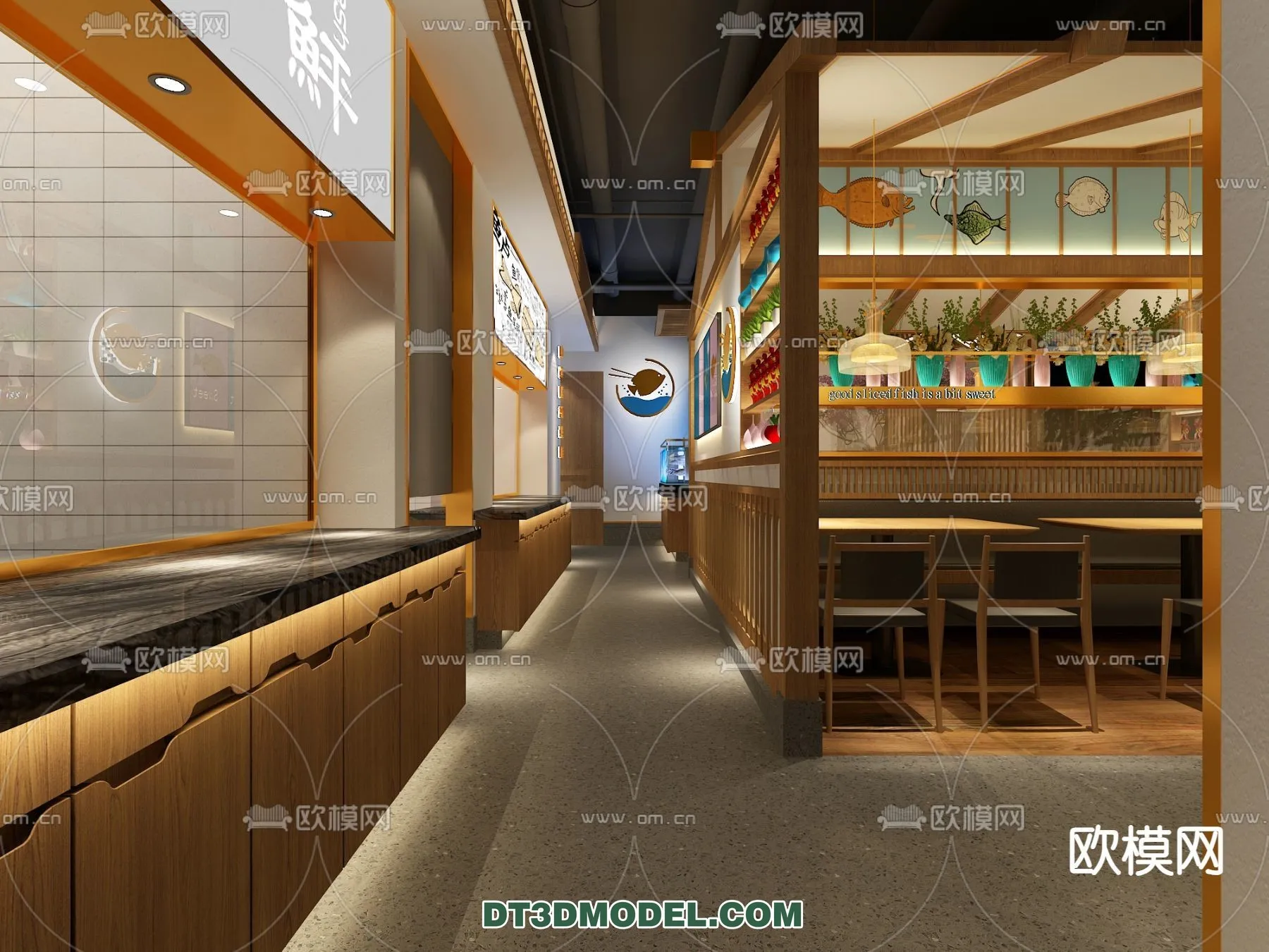 RESTAURANT & COFFEE SHOP - 3D Model For Interior Design - 2399
