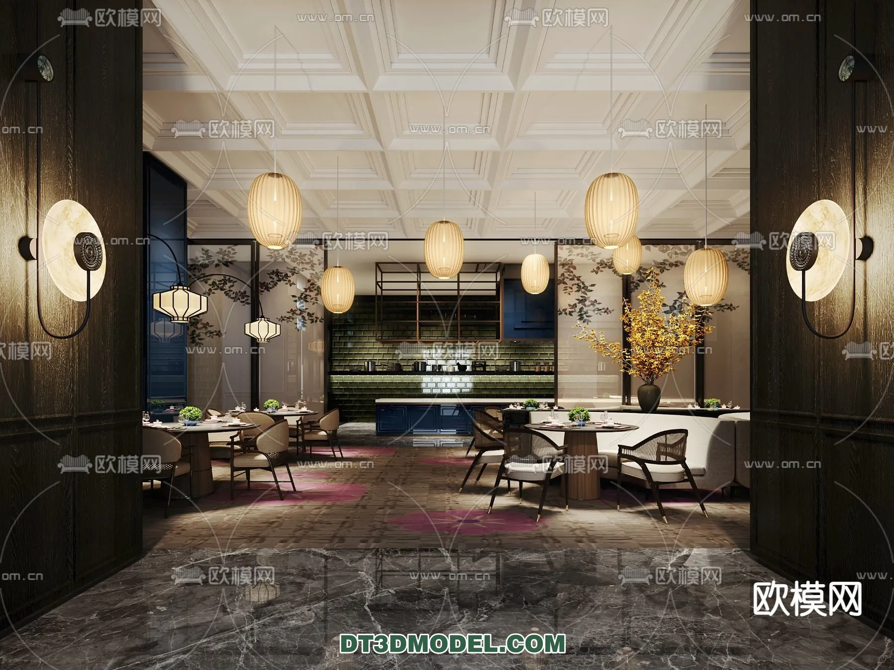 RESTAURANT & COFFEE SHOP - 3D Model For Interior Design - 2403