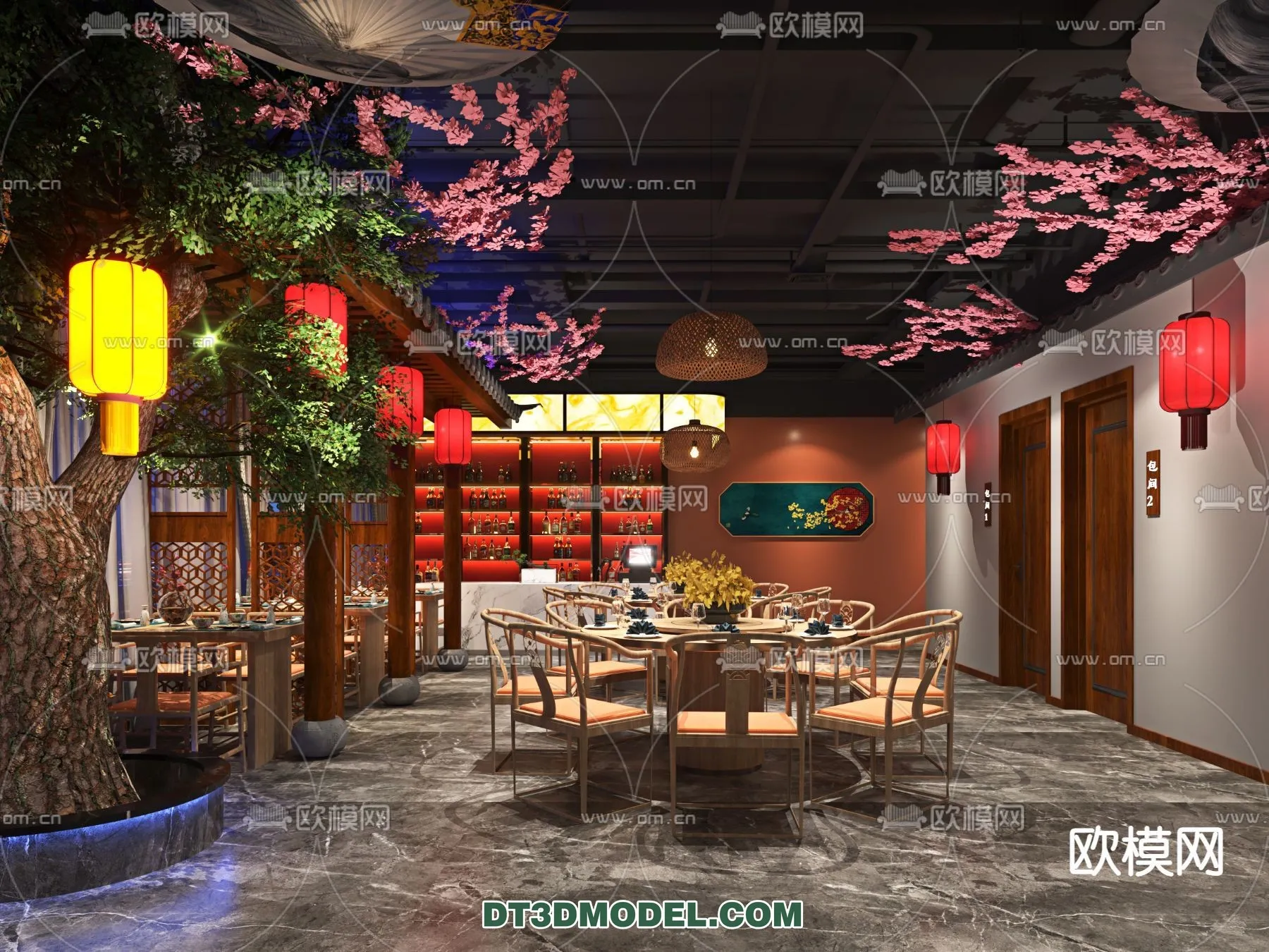 RESTAURANT & COFFEE SHOP - 3D Model For Interior Design - 2414