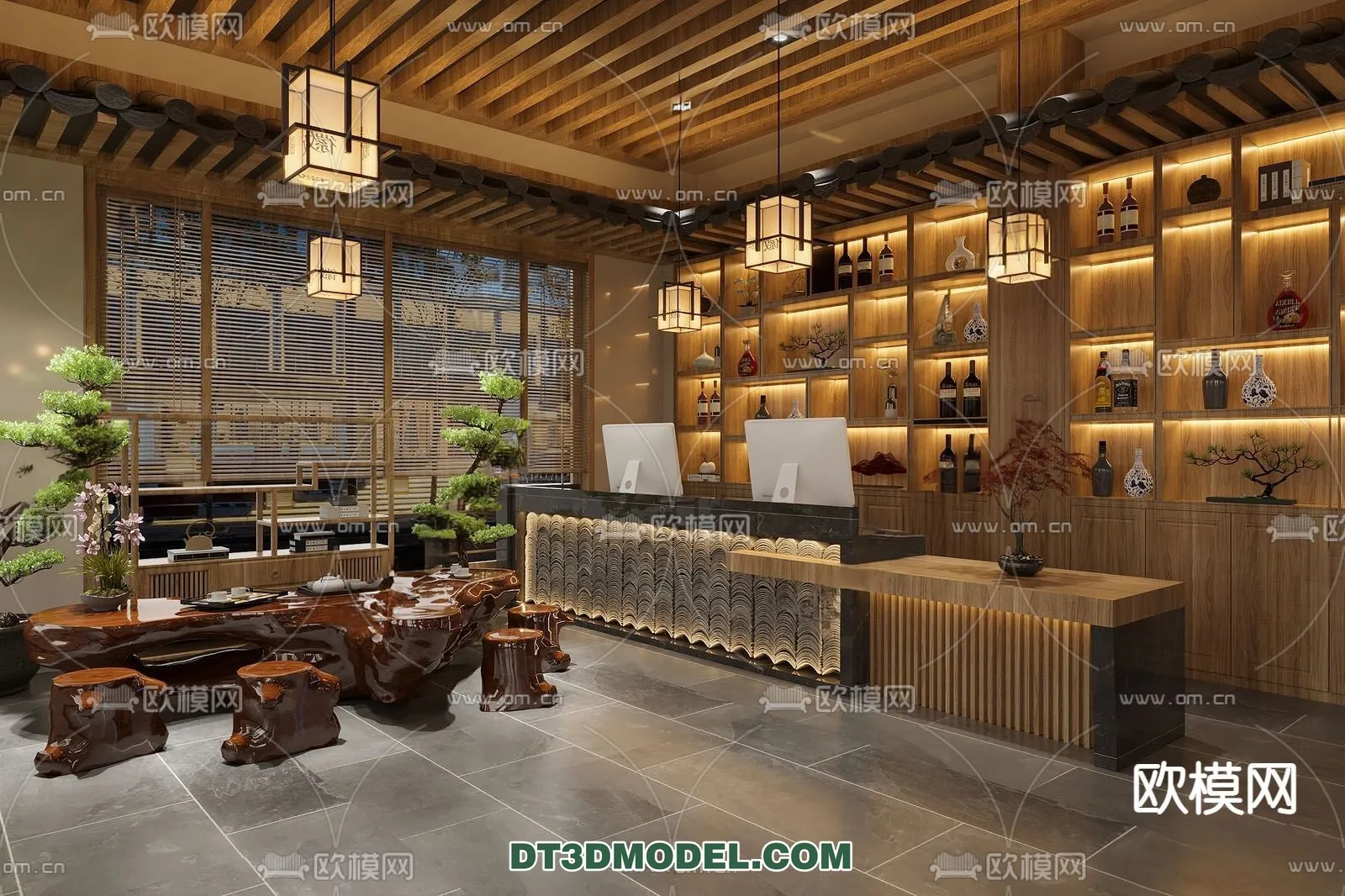 RESTAURANT & COFFEE SHOP - 3D Model For Interior Design - 2415