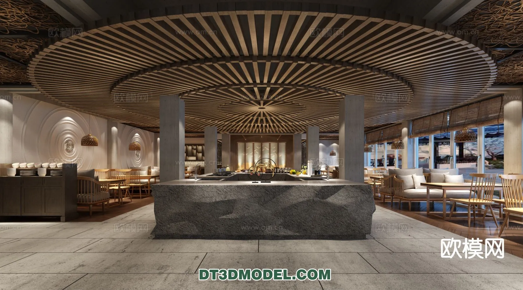 RESTAURANT & COFFEE SHOP - 3D Model For Interior Design - 2438