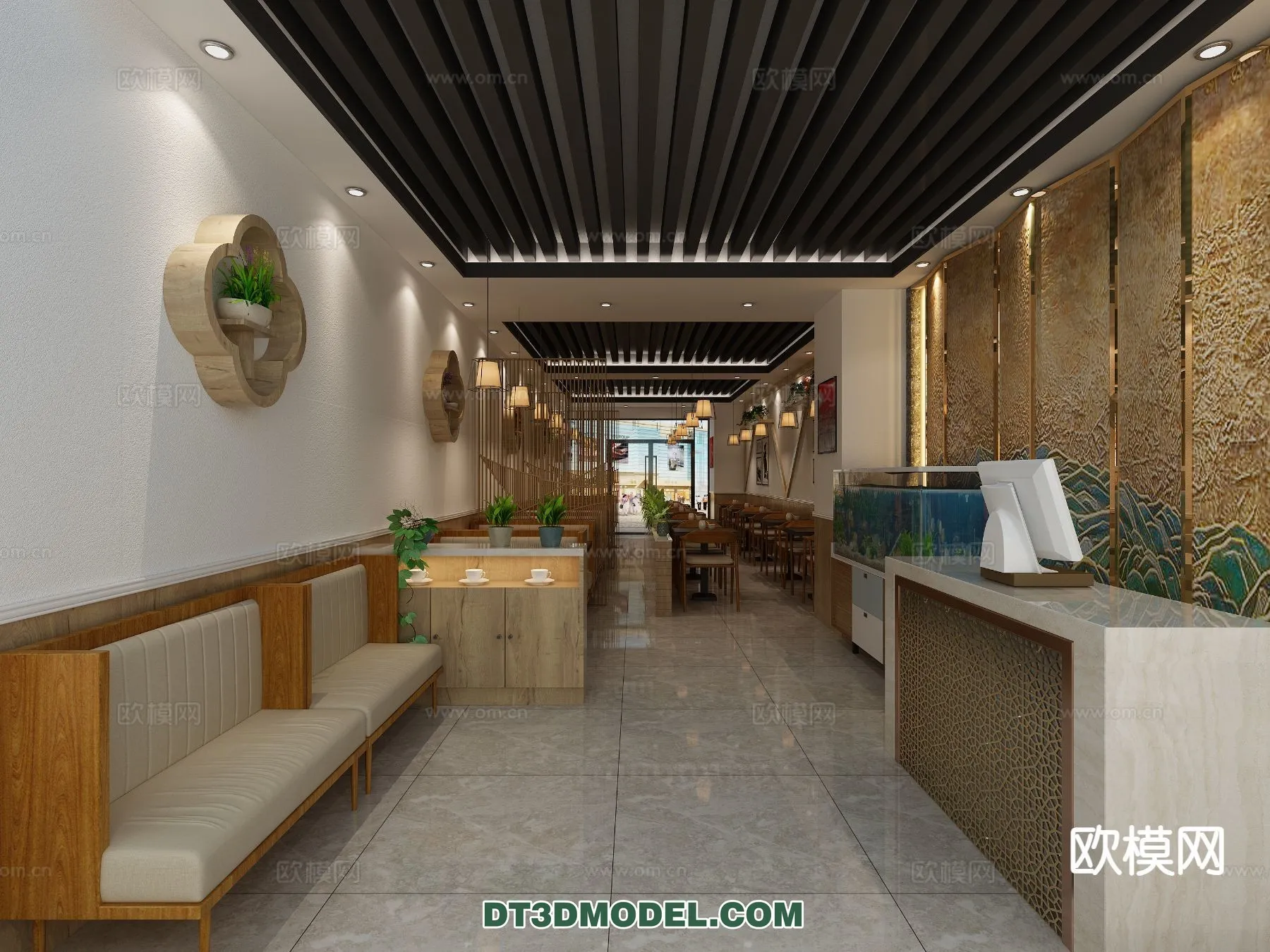 RESTAURANT & COFFEE SHOP - 3D Model For Interior Design - 2449