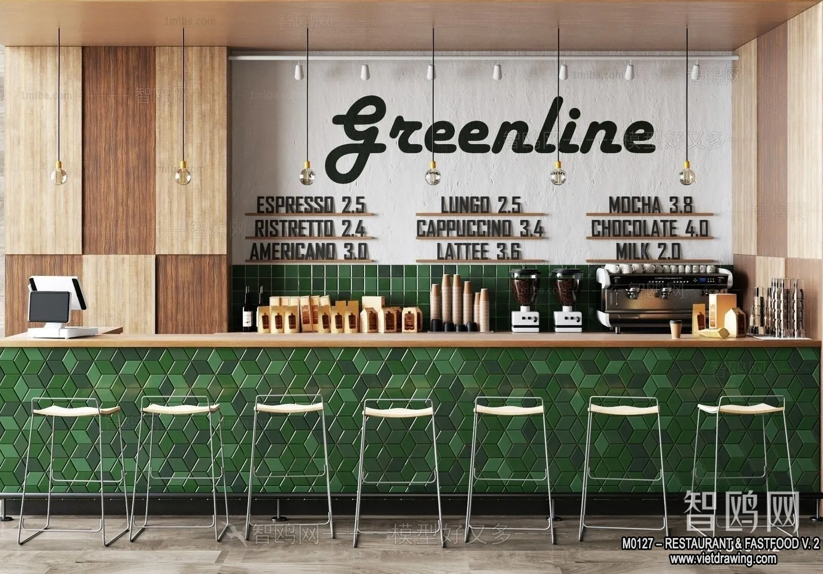 Restaurant - Fastfood - 3D Interior Scenes - 028