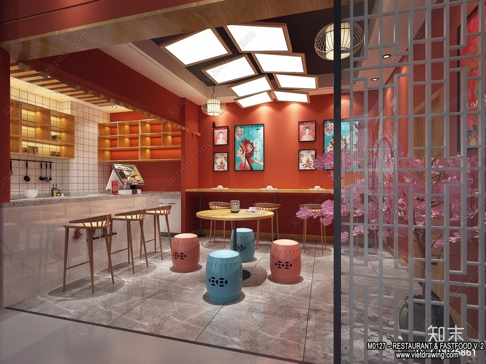 Restaurant - Fastfood - 3D Interior Scenes - 069