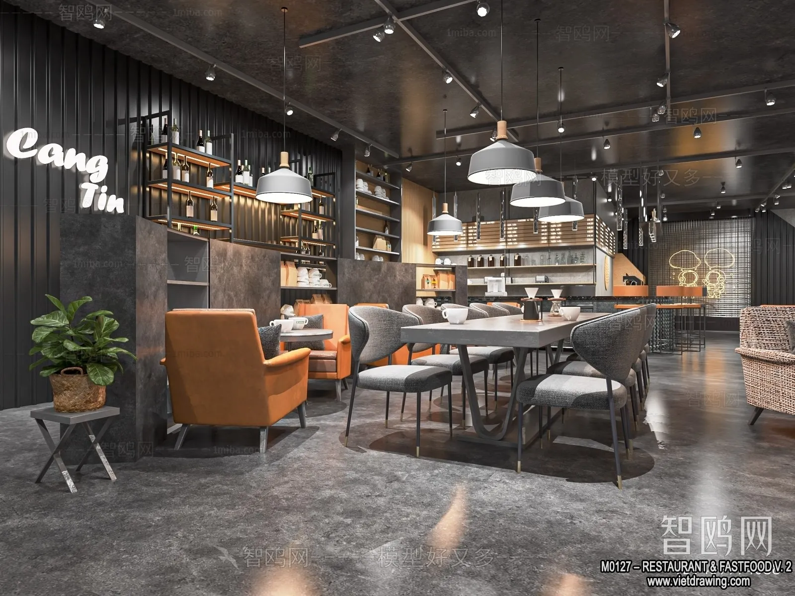 Restaurant - Fastfood - 3D Interior Scenes - 087