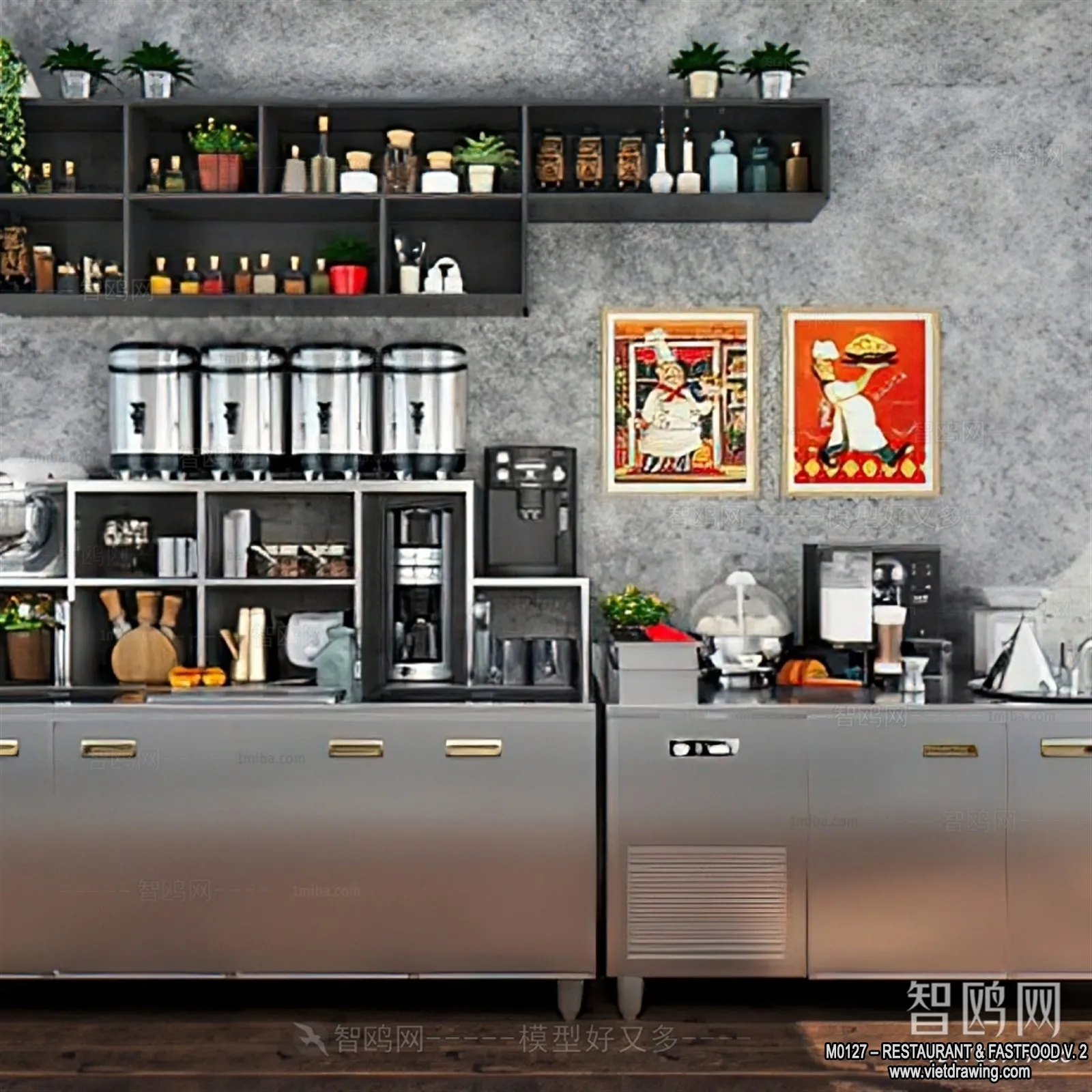 Restaurant - Fastfood - 3D Interior Scenes - 090