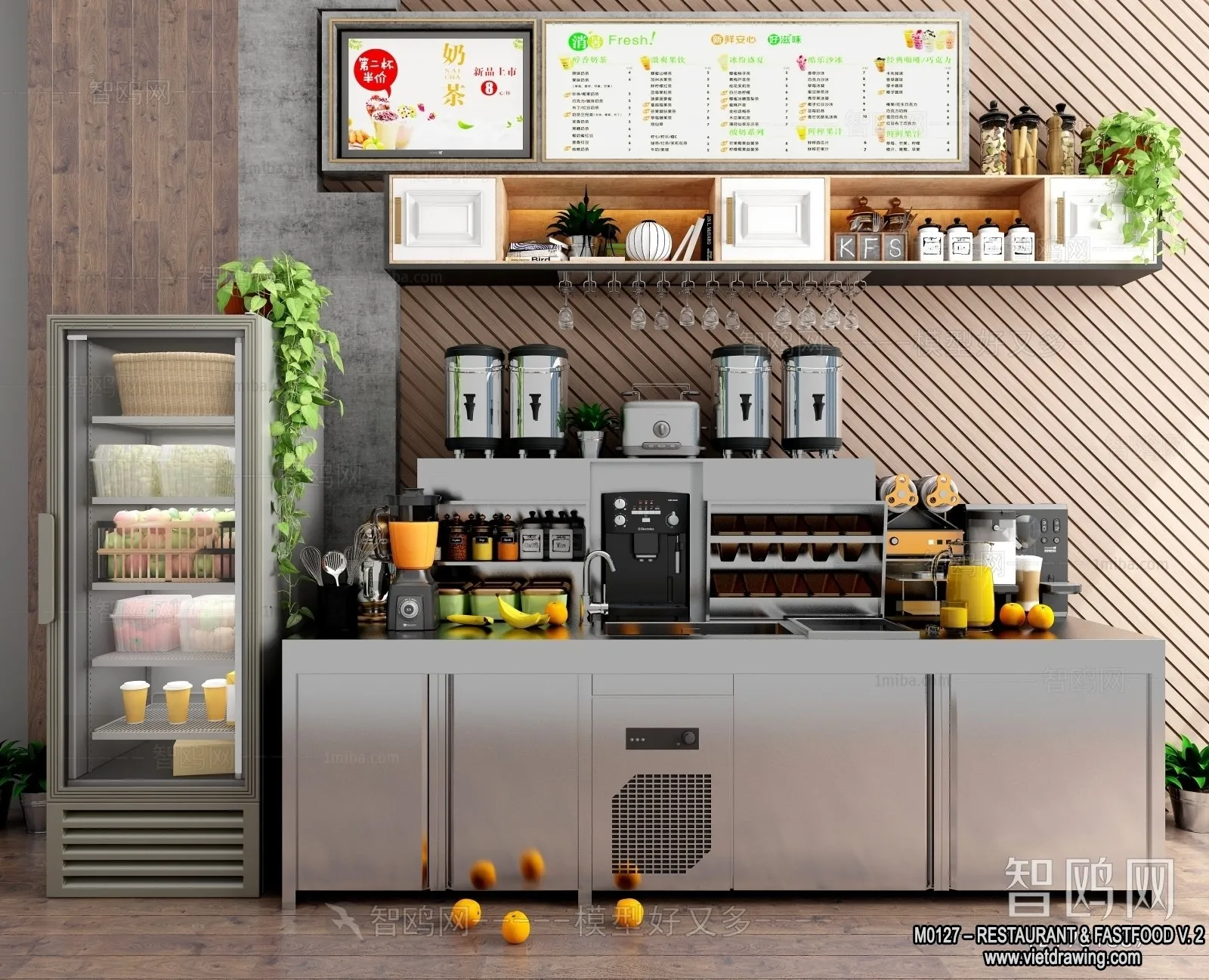 Restaurant - Fastfood - 3D Interior Scenes - 095