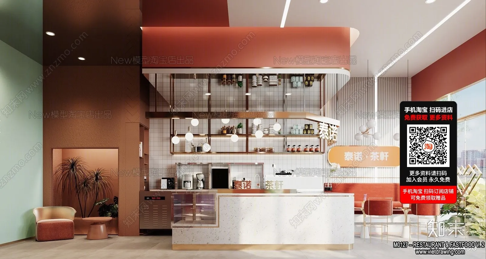 Restaurant - Fastfood - 3D Interior Scenes - 122