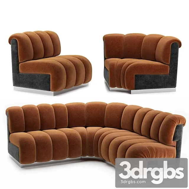 Restaurant Modular Sofa 3D Model Free