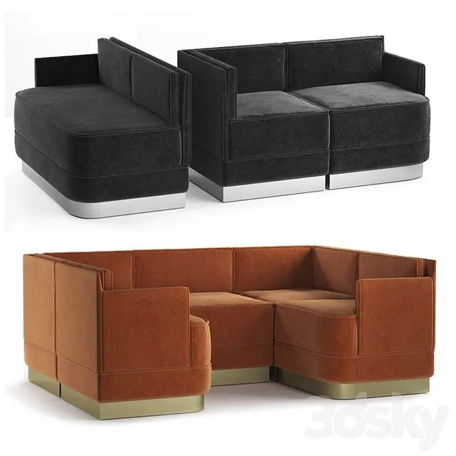 Restaurant sofa modules 3D Model