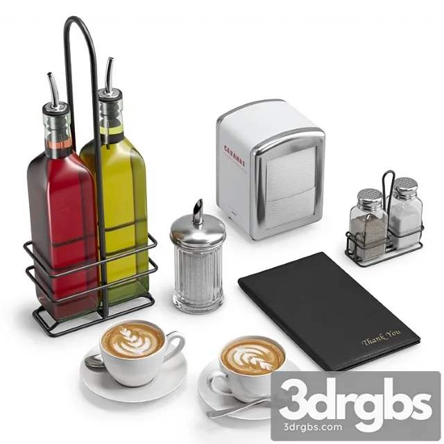 Restaurant table decor set 1 3D Model Free