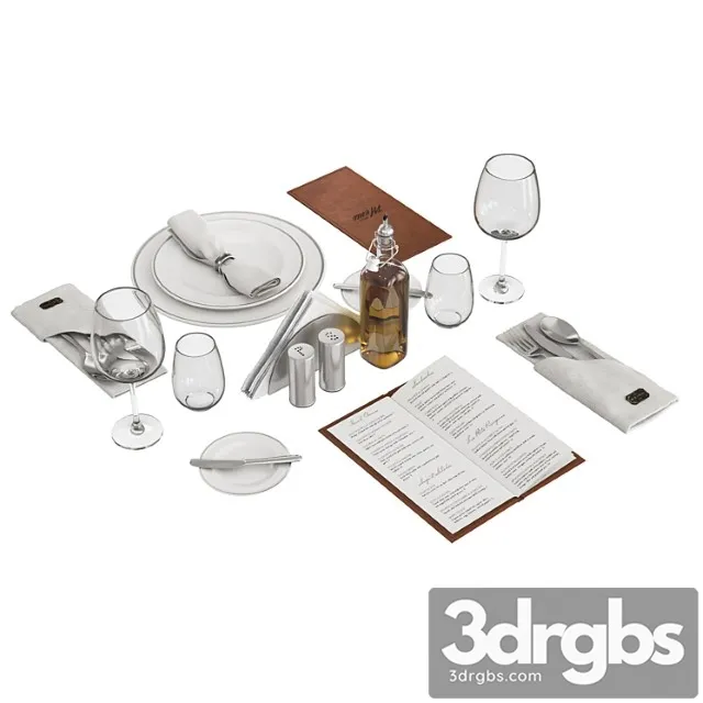 Restaurant table decorative set 3D Model Free