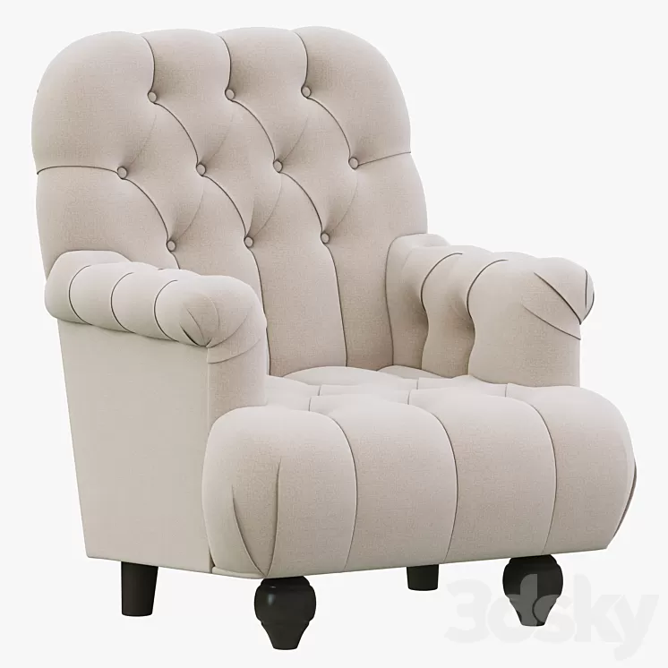 Restoration Hardware 1860 Napoleonic Tufted Upholstered Chair 3D Model