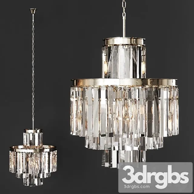Restoration hardware 1920s odeon clear glass fringe 4-tier chandelier nickel 3D Model Free
