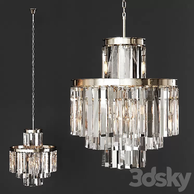Restoration Hardware 1920S ODEON CLEAR GLASS FRINGE 4-TIER CHANDELIER Nickel 3D Model