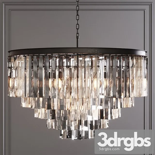 Restoration Hardware 1920s Odeon Clear Glass Fringe 5 Tier Chandelier Black 3D Model Free