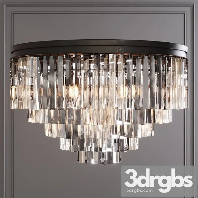 Restoration hardware 1920s odeon clear glass fringe 5-tier flushmount black 3D Model Free