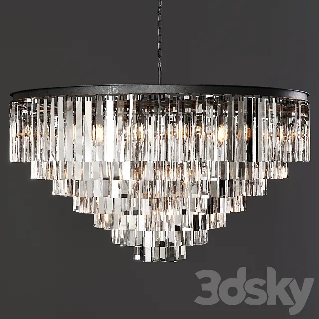 Restoration Hardware 1920S ODEON CLEAR GLASS FRINGE 7-TIER CHANDELIER Black 3D Model