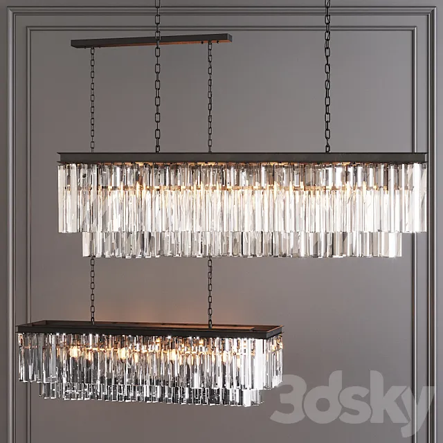 Restoration Hardware 1920S ODEON CLEAR GLASS FRINGE RECTANGULAR CHANDELIER 49 Black 3D Model