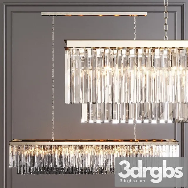 Restoration hardware 1920s odeon clear glass fringe rectangular chandelier 71 nickel 3D Model Free