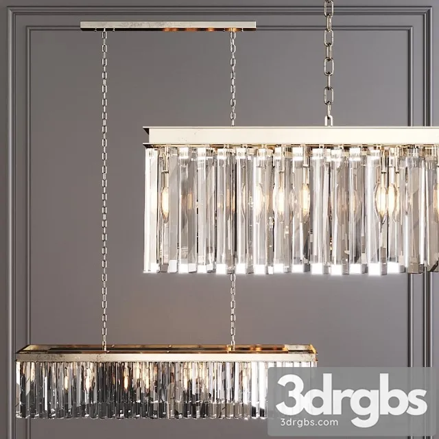 Restoration hardware 1920s odeon rhys clear glass prism rectangular chandelier 49 nickel 3D Model Free