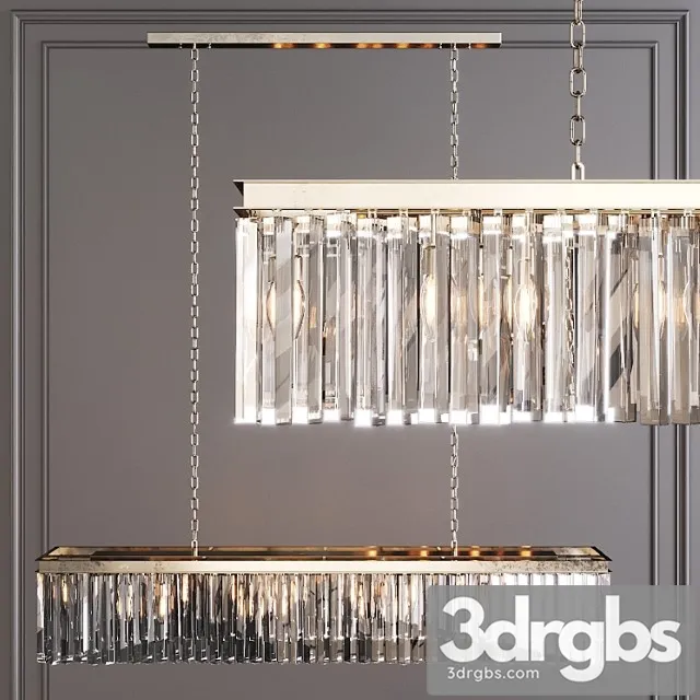 Restoration hardware 1920s odeon rhys clear glass prism rectangular chandelier 59 nickel 3D Model Free