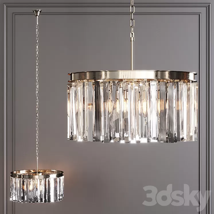 Restoration Hardware 1920S ODEON RHYS CLEAR GLASS PRISM ROUND CHANDELIER 20 Nickel 3D Model