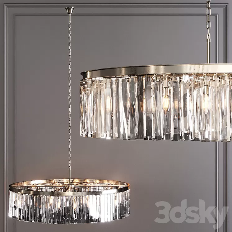 Restoration Hardware 1920S ODEON RHYS CLEAR GLASS PRISM ROUND CHANDELIER 43 Nickel 3D Model