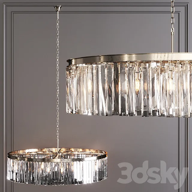 Restoration Hardware 1920S ODEON RHYS CLEAR GLASS PRISM ROUND CHANDELIER 43 Nickel 3DModel