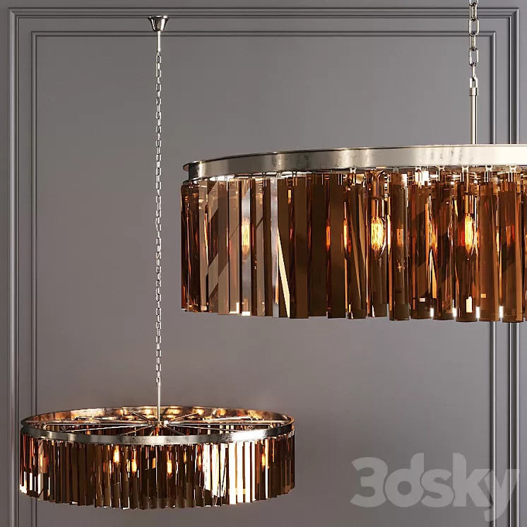 Restoration Hardware 1920S ODEON RHYS SMOKE GLASS PRISM ROUND CHANDELIER 43 Nickel 3D Model